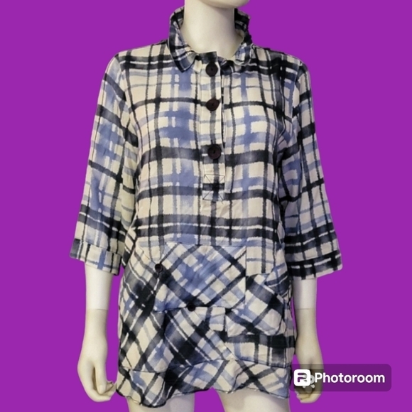 3/$30 TERRA SJ Apparel Artsy Convertible Shapeable Collar Tunic - Picture 1 of 8